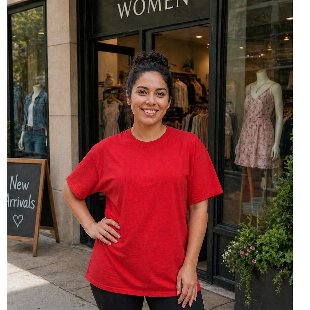 Gildan Softstyle Red Short Sleeve Crewneck T-Shirt‎ Womens 2XL Solid Basic Tee